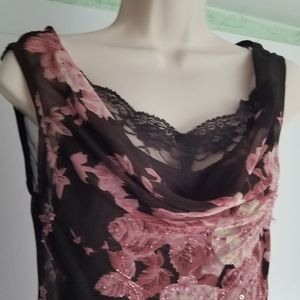 Connected long pink brown medium dress